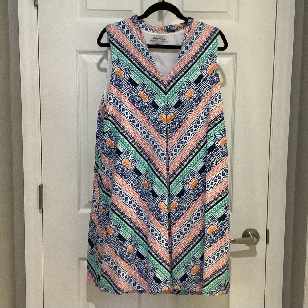 ❤️❤️❤️ Tommy Bahama Womens XL Grand Isle Linen Sleeveless Shift Dress XL
